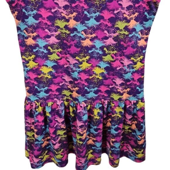 Kids Size M Sleeveless Dress Purple Abstract Poppy Print - Picture 3 of 5